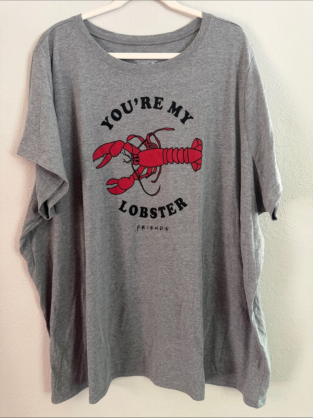 FRIENDS Gray Tee with Red Lobster Graphic and Slogan